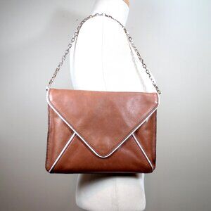 Banana Republic Issa Collection Cognac Brown Leather Envelope Clutch Purse